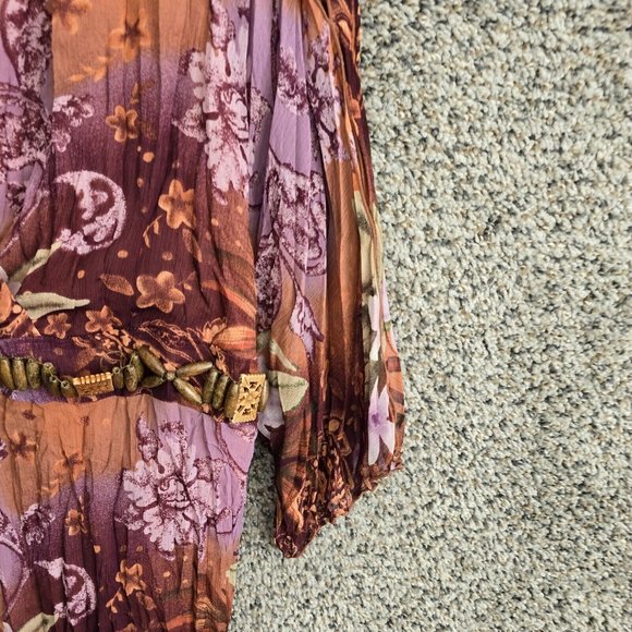 Lane Bryant Top Womens Plus 14/16 Brown Floral Print Surplice Neck Blouse Ladies - Picture 2 of 7